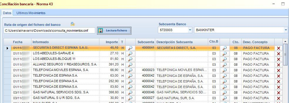 ERPgest · Conciliación bancaria