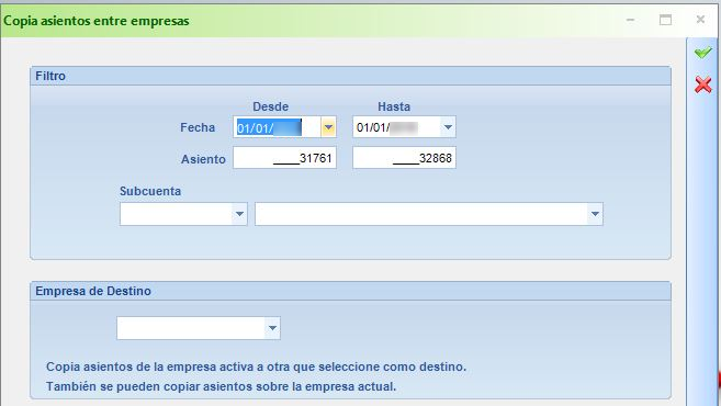 ERPgest · Copia, punteo y traspaso de Asientos
