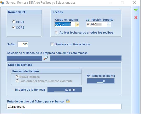 ERPgest · Recibos - SEPA